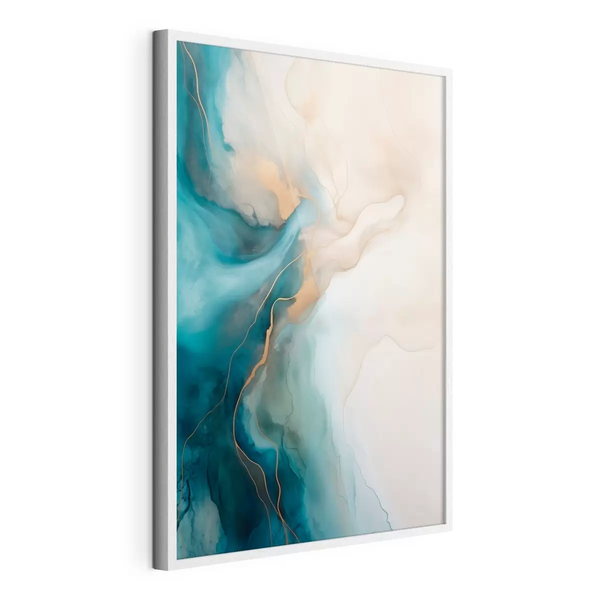 Poster Golven van azuurblauw en zandkleurig marmer f51082