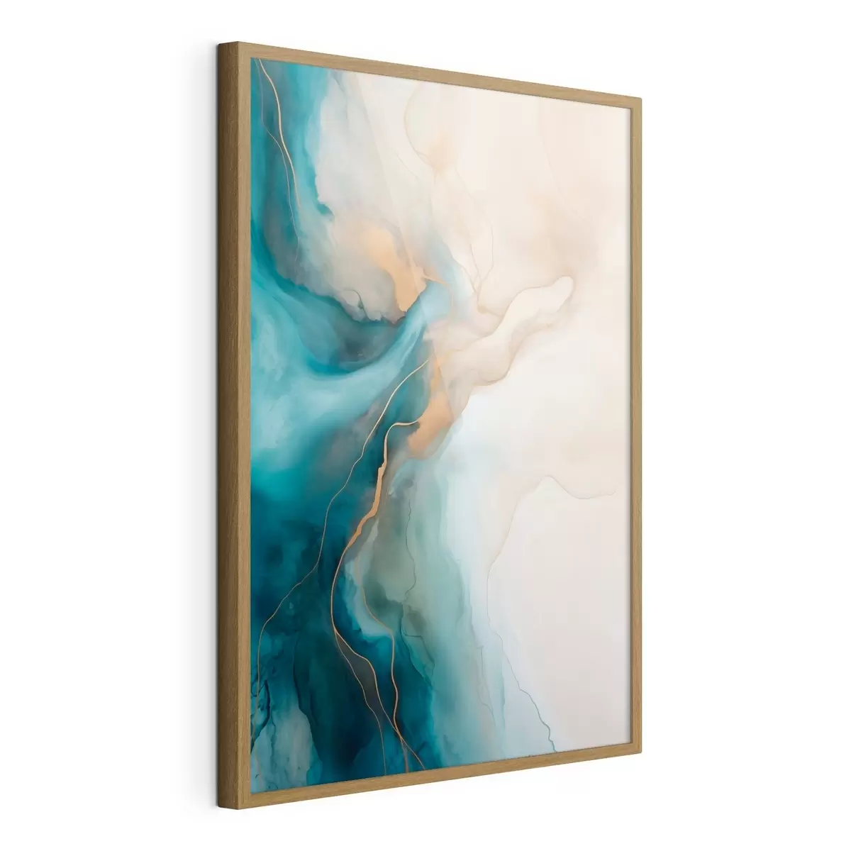 Poster Golven van azuurblauw en zandkleurig marmer f51082