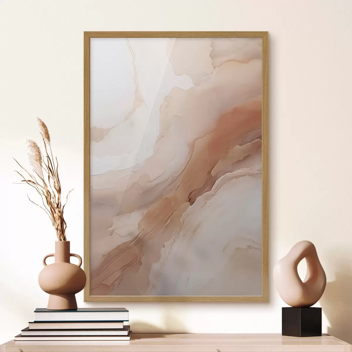 Poster Beige parelmoerlagen met een fijne structuur f51084