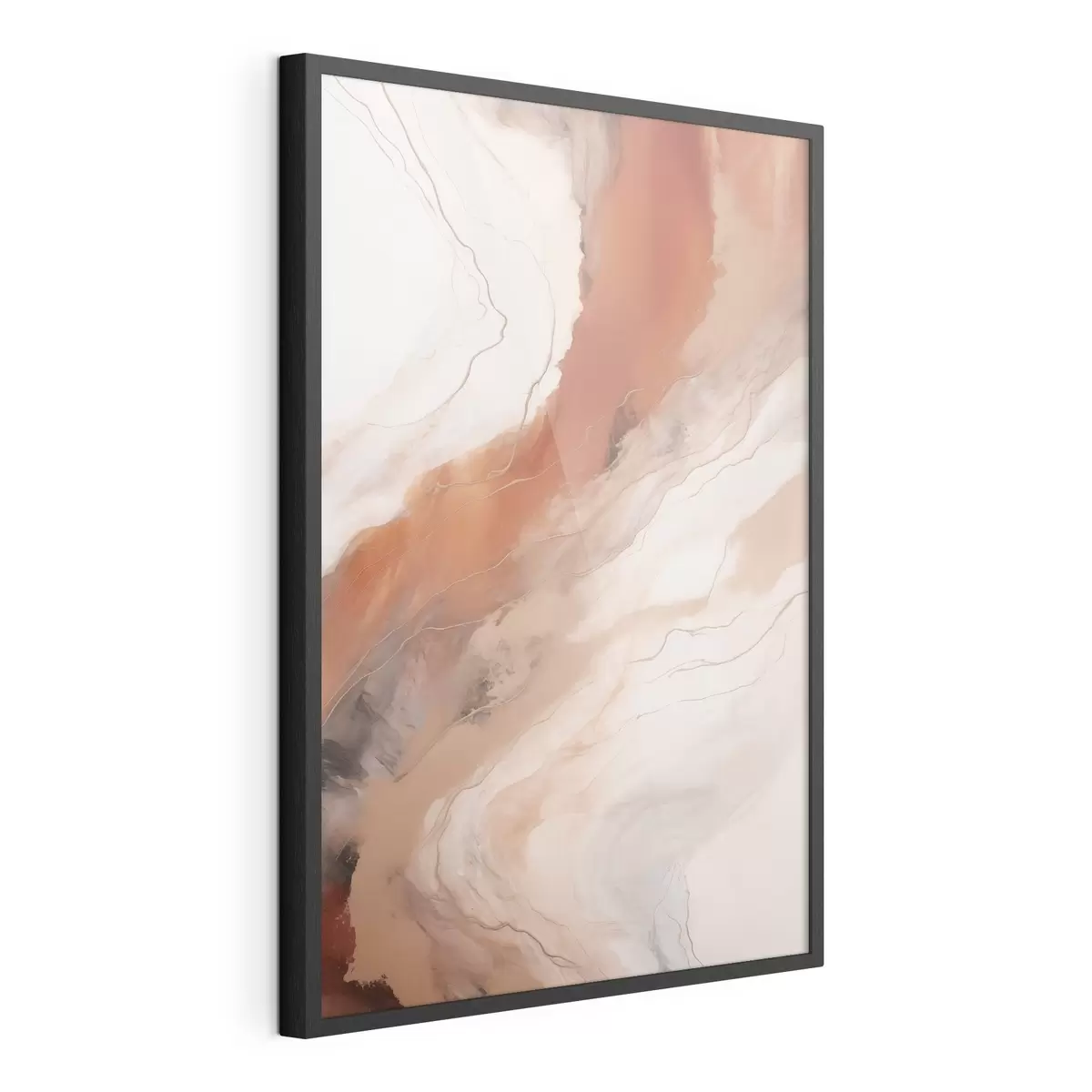 Poster Warme terracotta-kleurige golven in de vloeiende kunst f51085