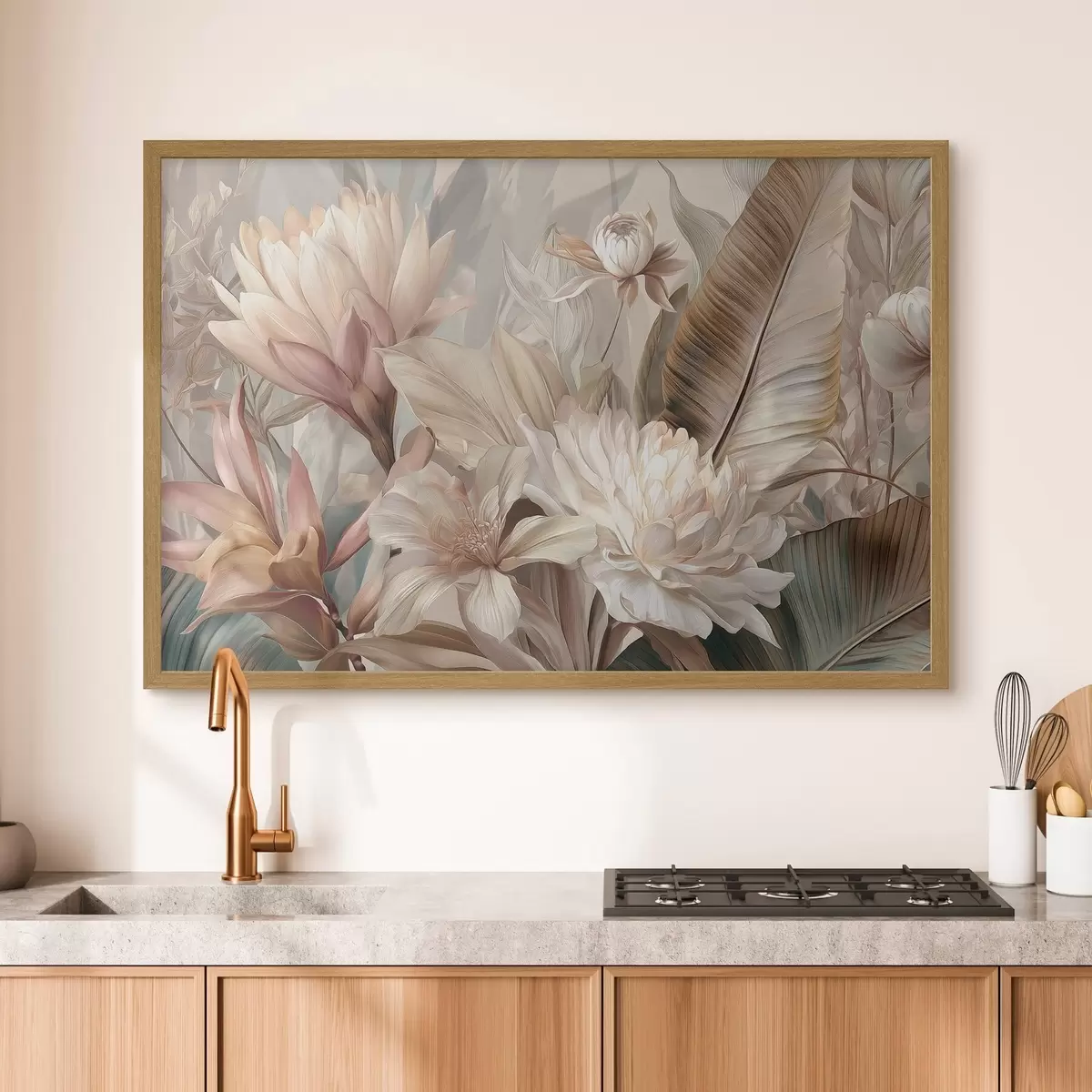 Poster Exotisch boeket in pasteltinten f51095