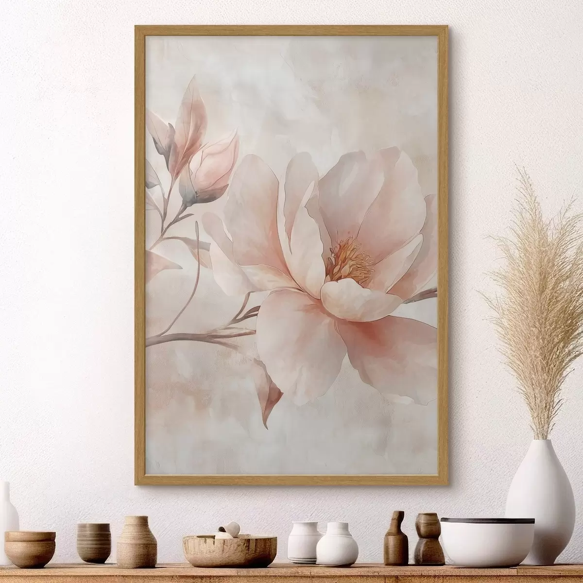Affiche Pivoine en poudre avec bouton f51097