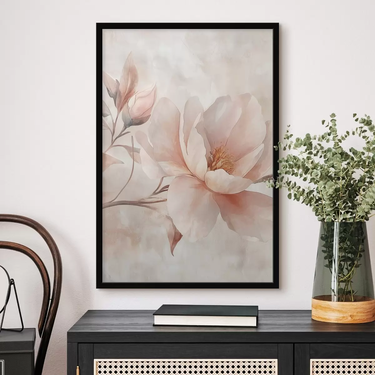 Affiche Pivoine en poudre avec bouton f51097