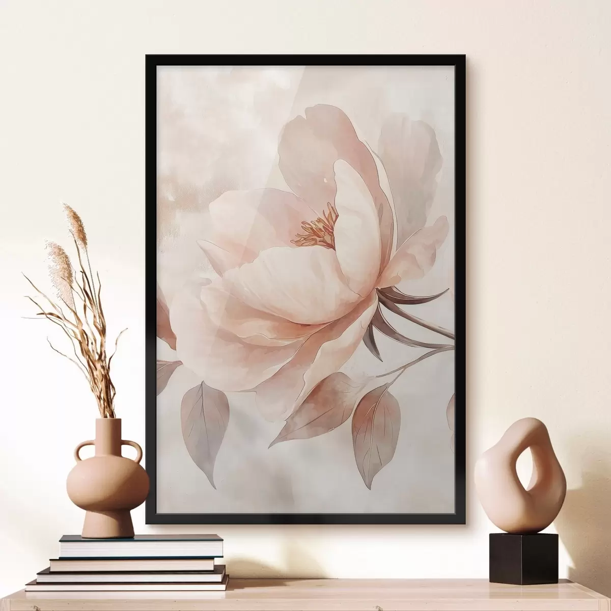 Poster Roze-beige bloem in aquarelstijl f51098