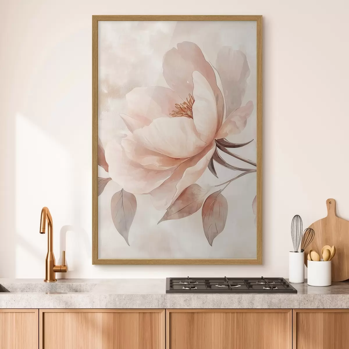 Poster Roze-beige bloem in aquarelstijl f51098