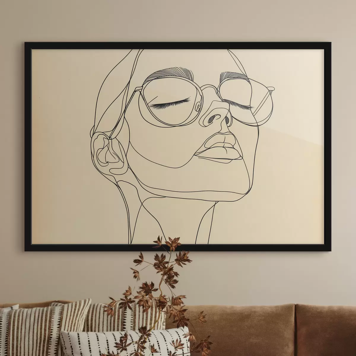 Poster Lineair portret van een vrouw f51145