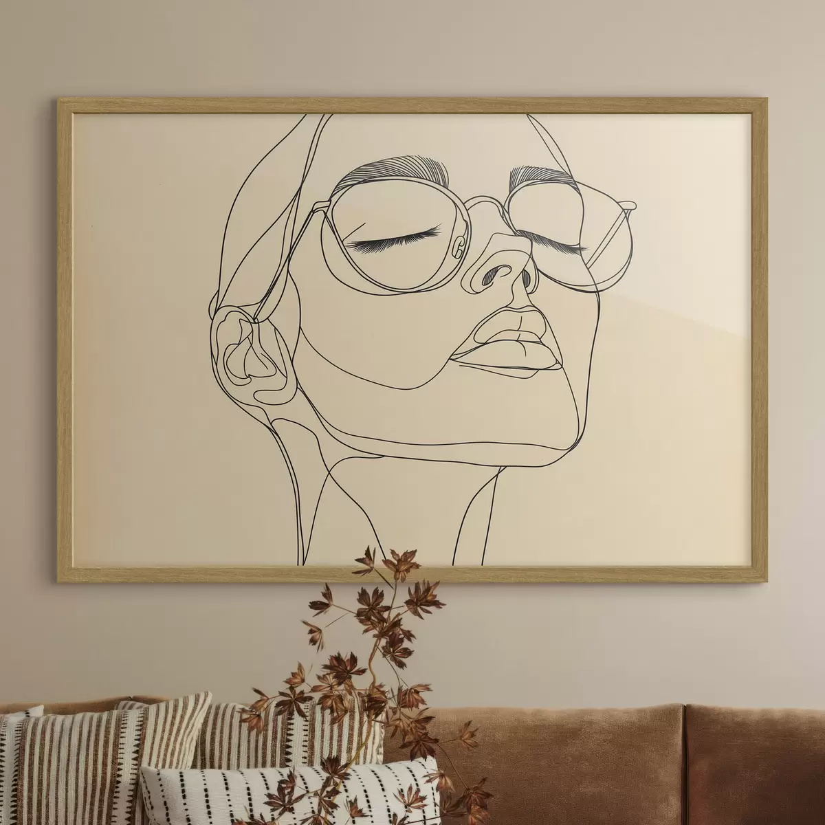 Poster Lineair portret van een vrouw f51145