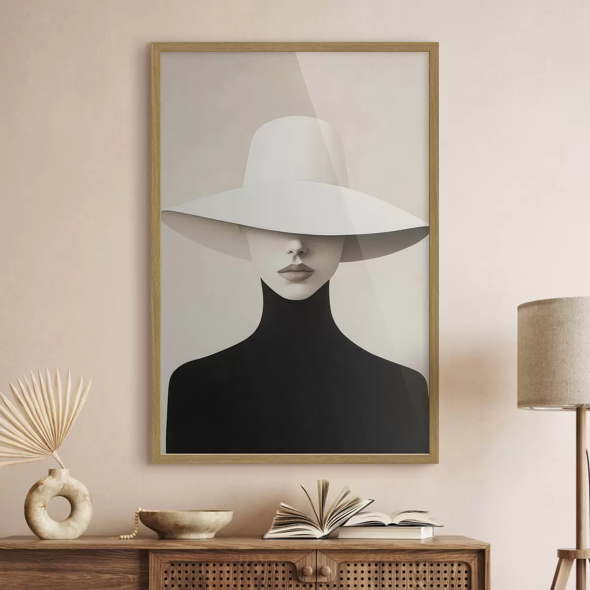 Affiche Une femme au chapeau blanc f51146