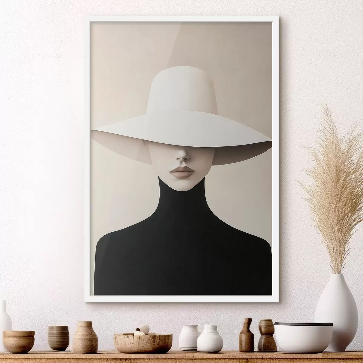 Affiche Une femme au chapeau blanc f51146