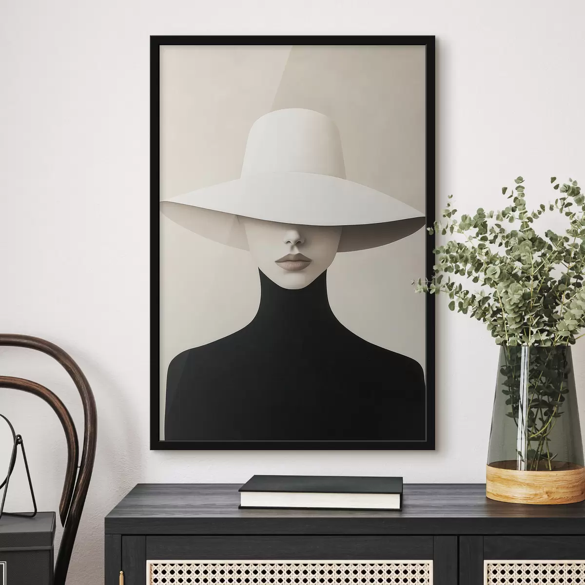 Affiche Une femme au chapeau blanc f51146