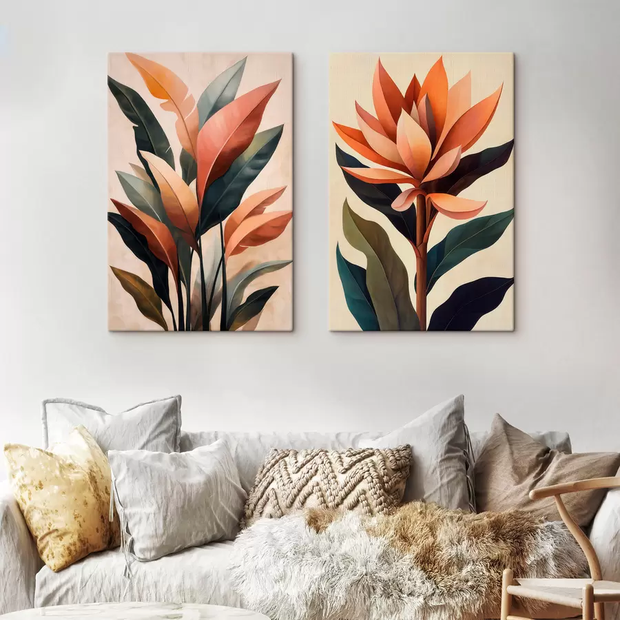 Fotobehang Abstracte bloemen en bladeren m31105