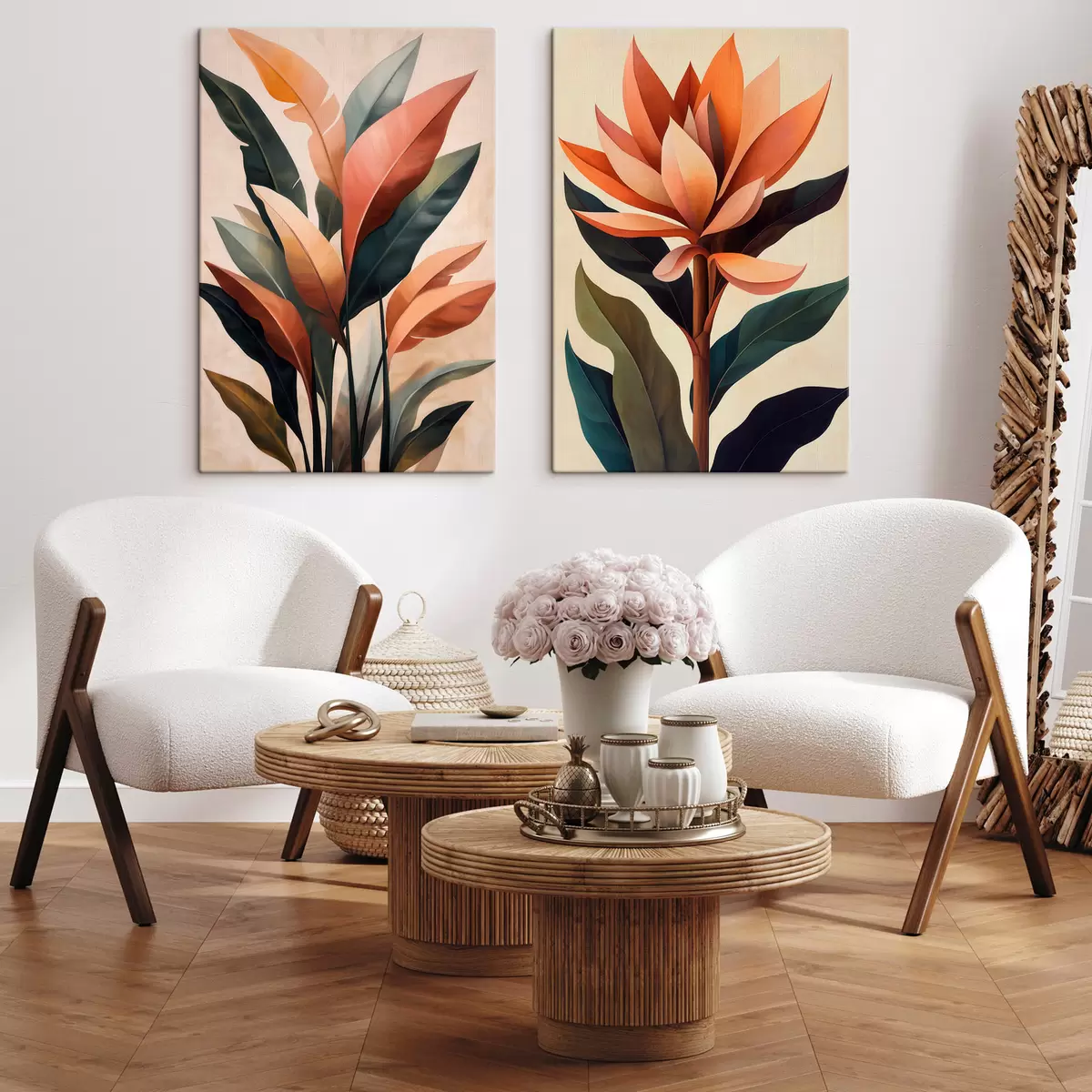  Peintures Fleurs et feuilles abstraites m31105