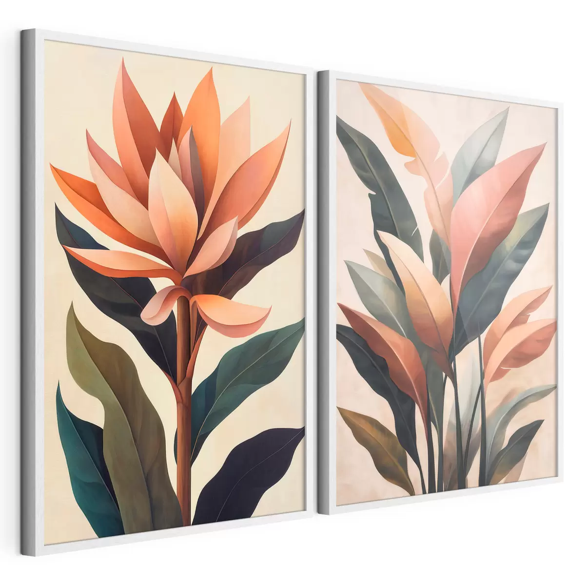 Poster Abstracte bloemen en bladeren d31105