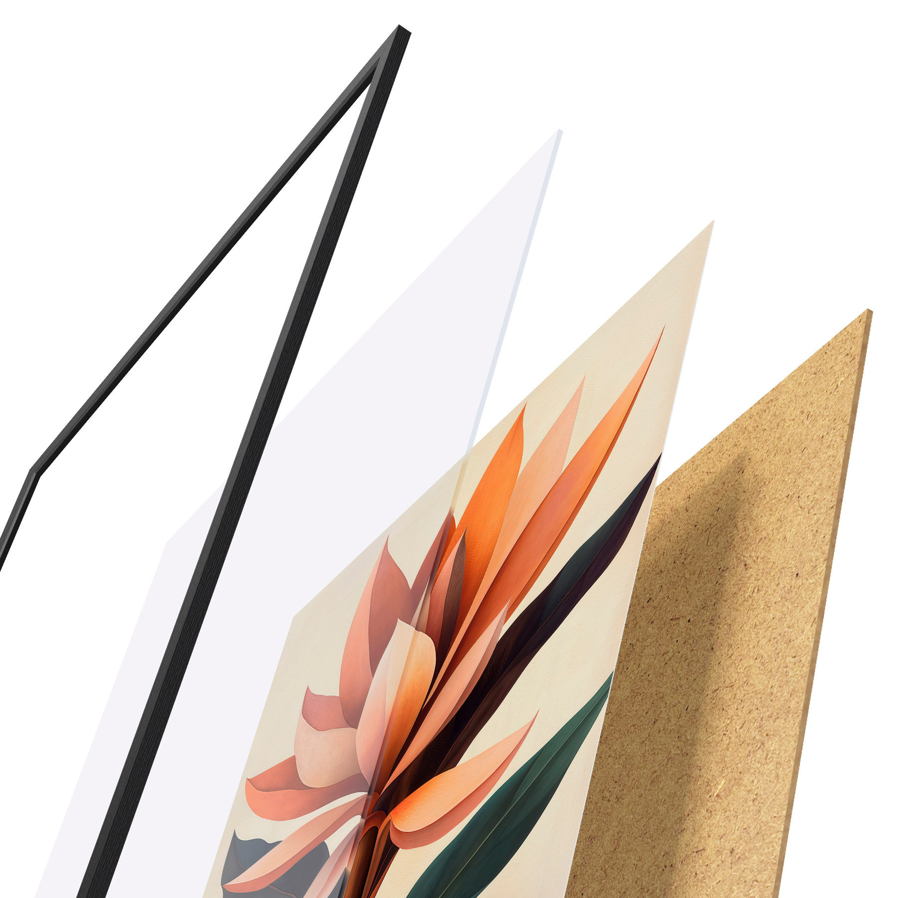Poster Abstracte bloemen en bladeren d31105