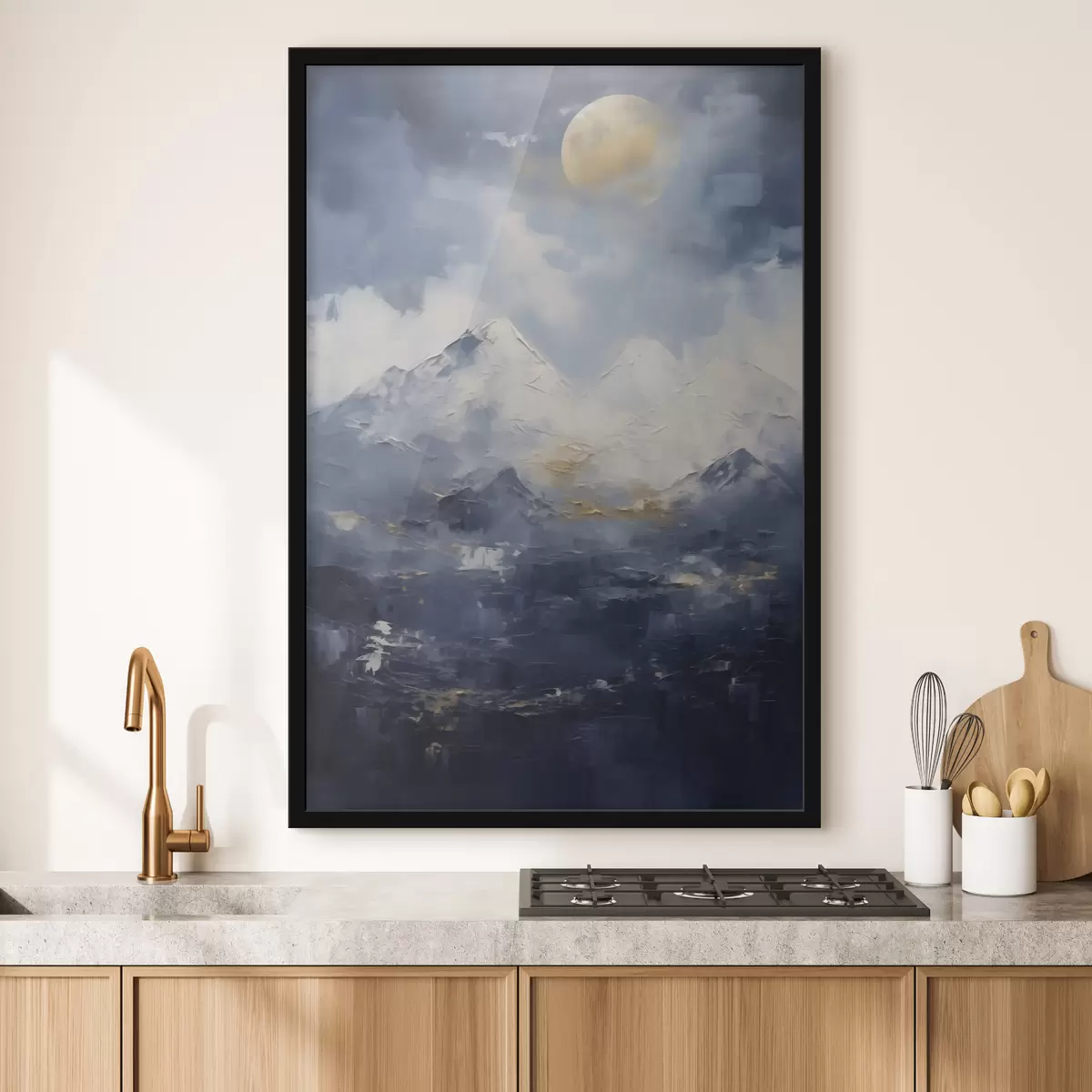 Poster Nachtelijk berglandschap, naar een schilderij f51165