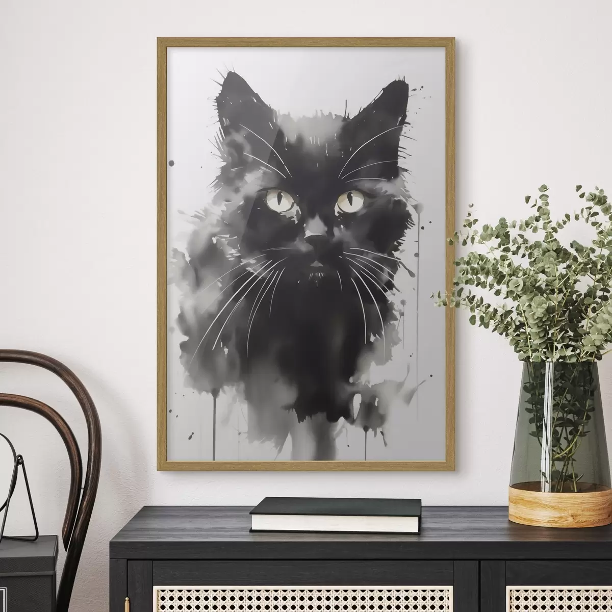 Poster Portret van een kat, imitatie van een schilderij f51169