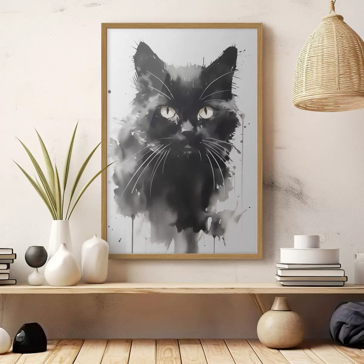 Poster Portret van een kat, imitatie van een schilderij f51169