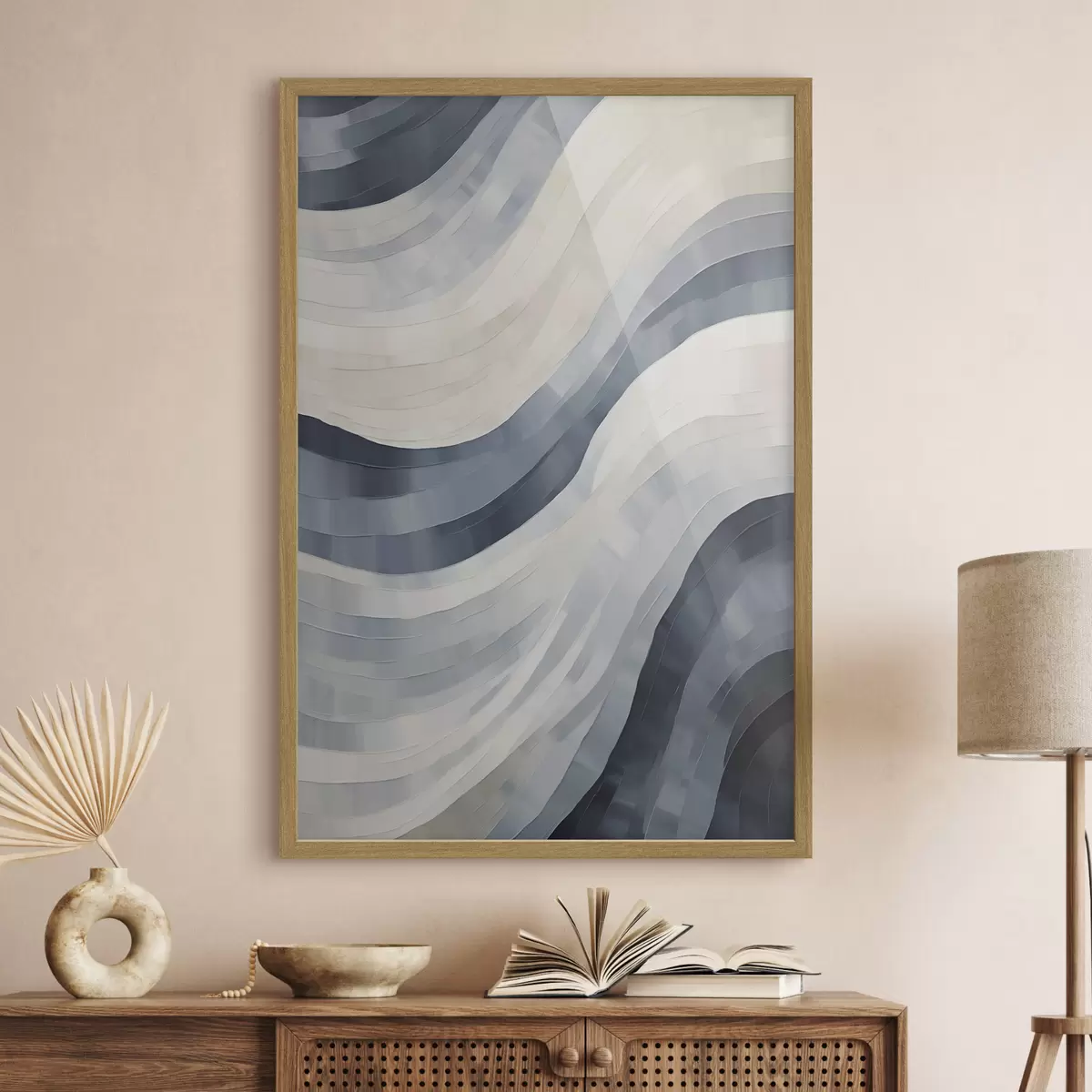 Poster Abstracte brede strepen, imitatie van een schilderij f51170