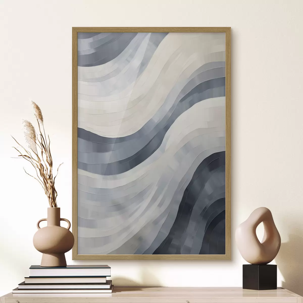 Poster Abstracte brede strepen, imitatie van een schilderij f51170