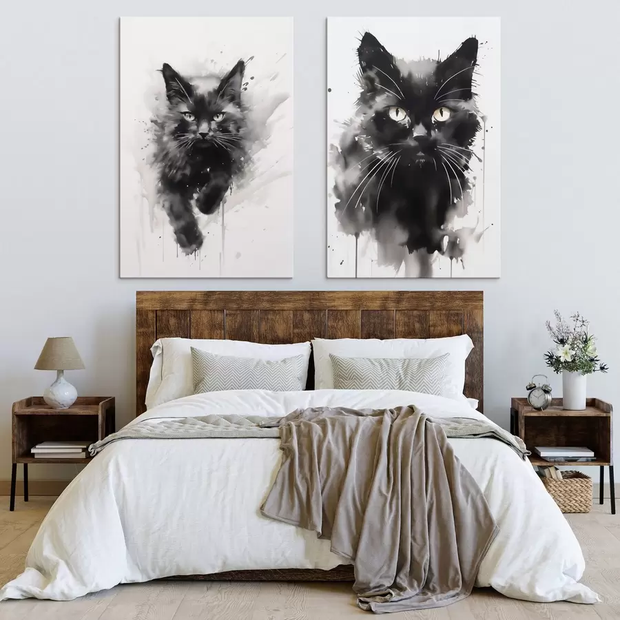 Fotobehang Kat, imitatie van een schilderij m31110