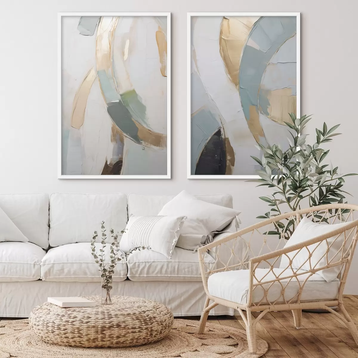 Poster Abstracte compositie, imitatie van een schilderij d31109