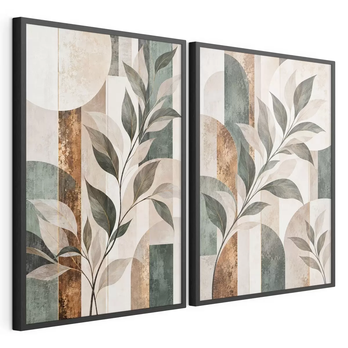 Poster Abstracte voorstelling met een tak met bladeren d31117