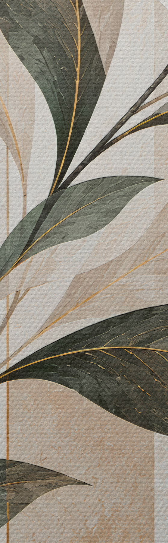  Schilderijen Abstracte voorstelling met een tak met bladeren s51181