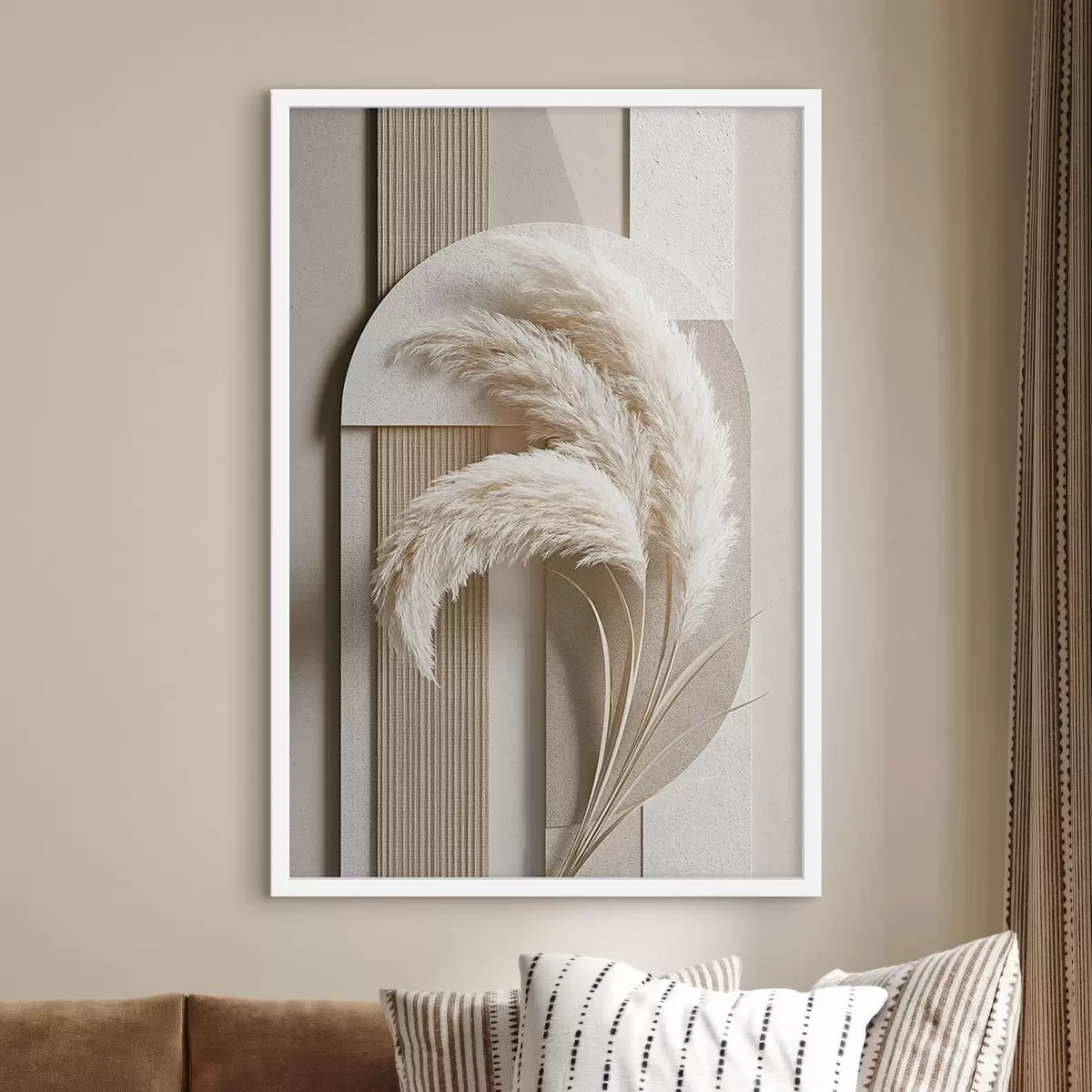 Poster Pampasgras en geometrische bogen f50869