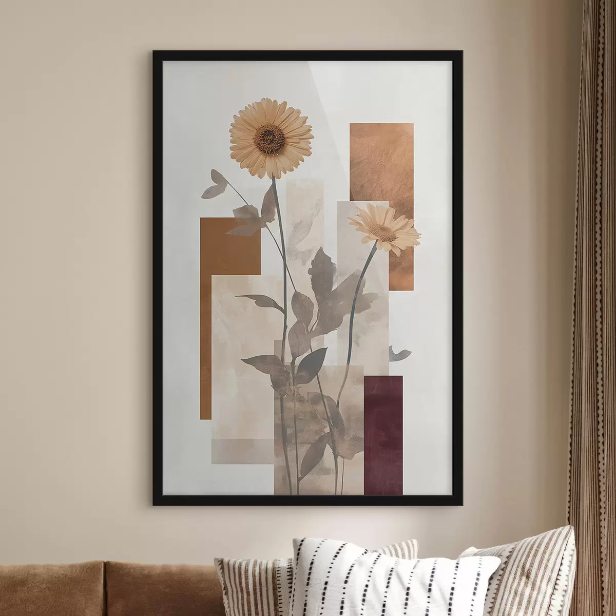Poster Bloemen en geometrische vormen f51179