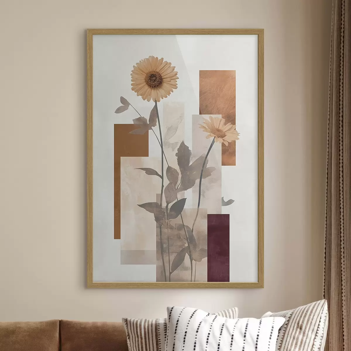 Poster Bloemen en geometrische vormen f51179