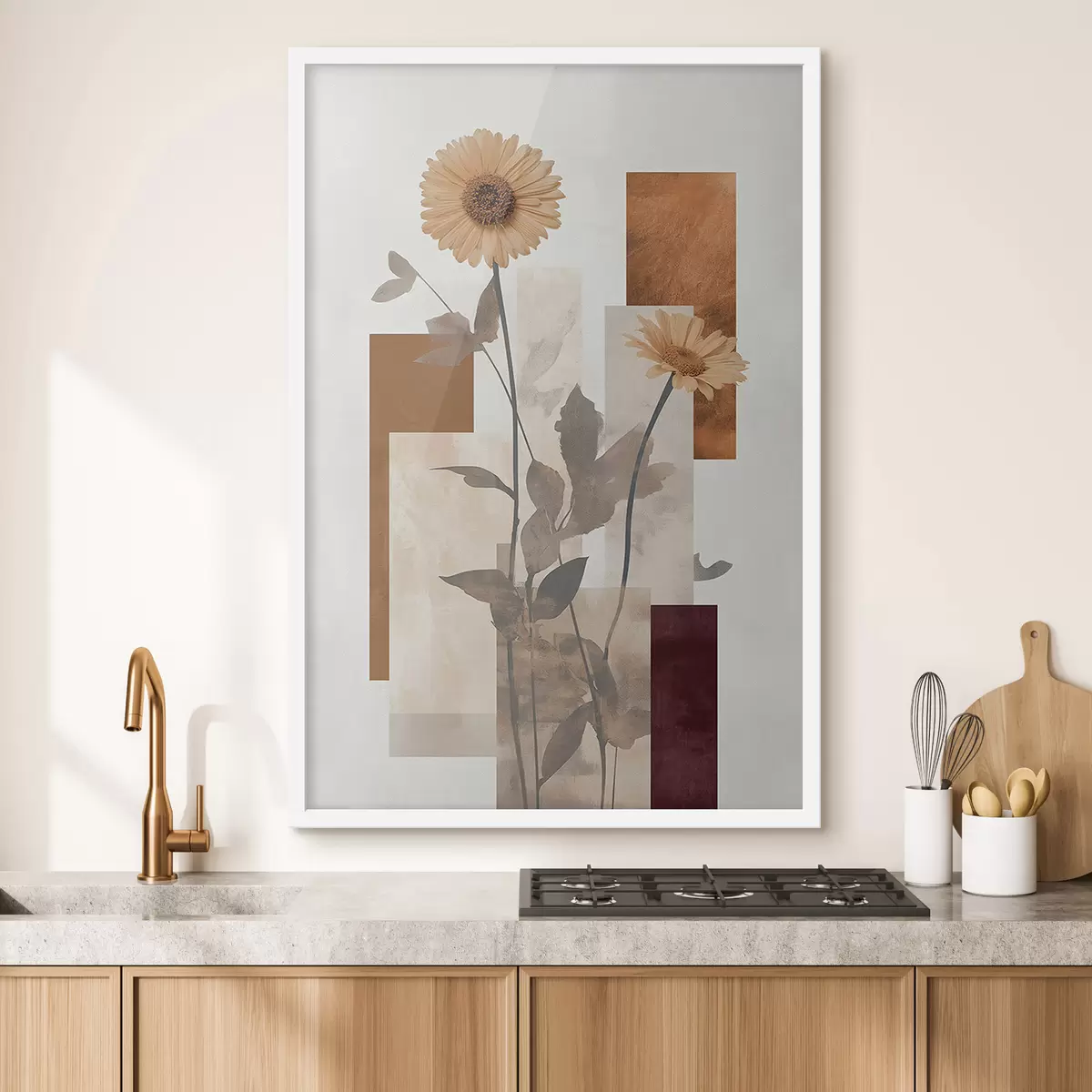 Poster Bloemen en geometrische vormen f51179