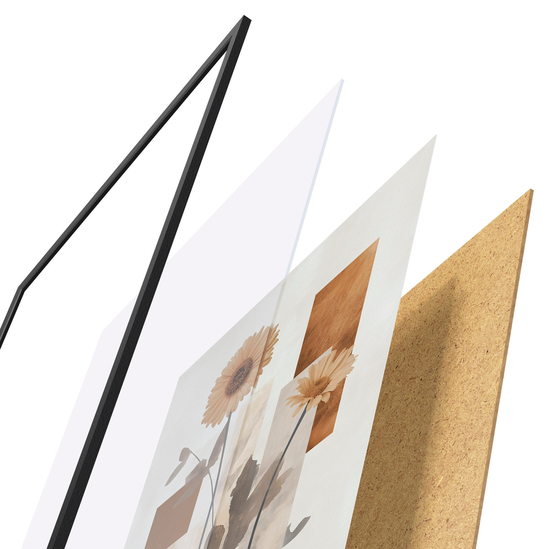 Poster Bloemen en geometrische vormen f51179
