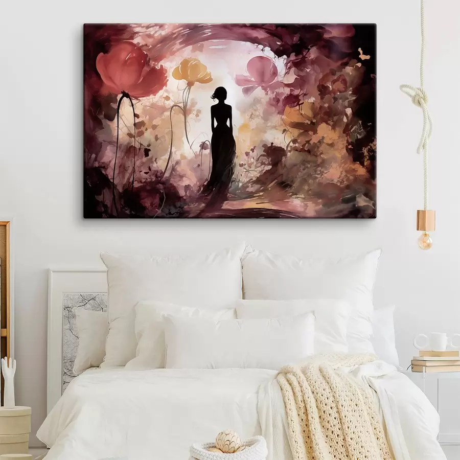  Peintures Silhouette d'une femme dans un jardin fleuri digne d'un conte de fées s51081