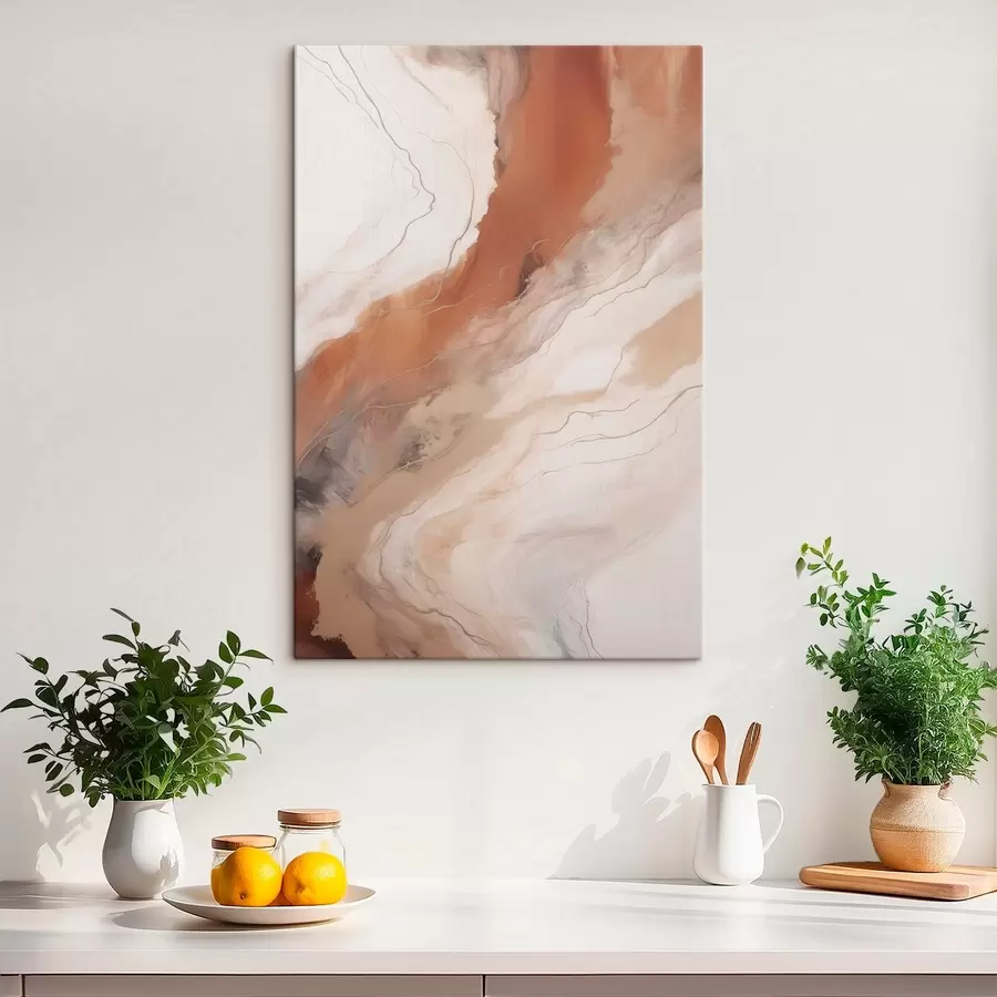  Peintures Vagues d'art fluide aux tons terracotta chauds s51085