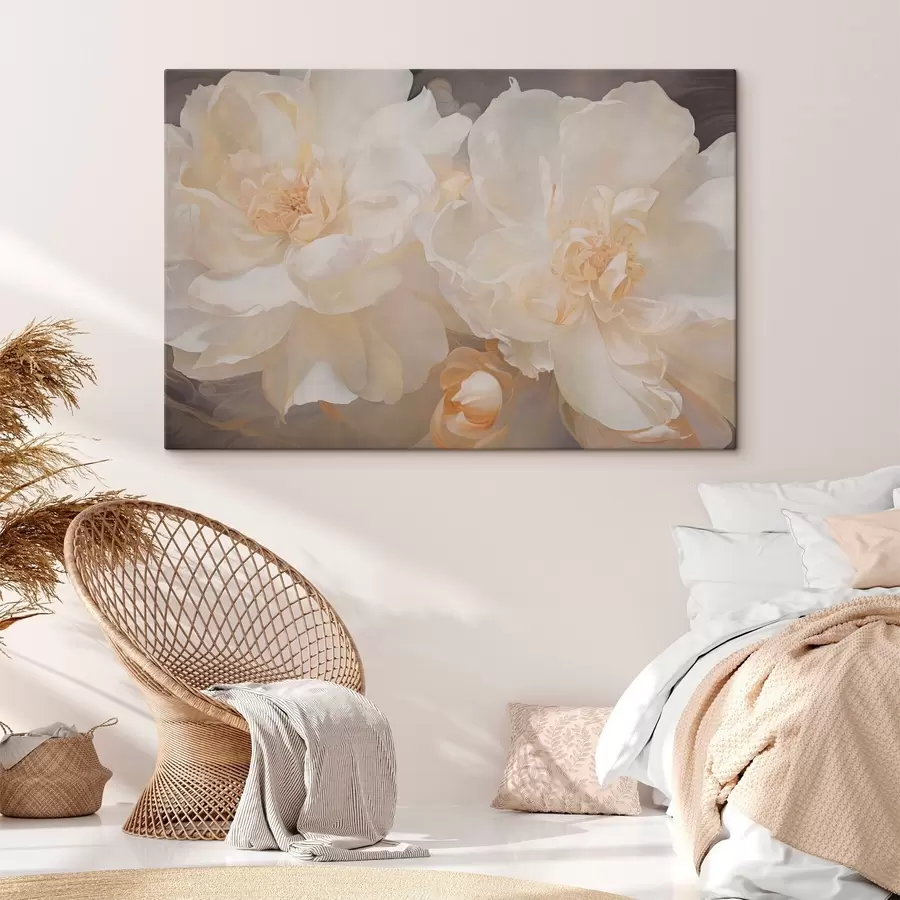  Peintures Gros plan sur des pivoines doubles claires s51088