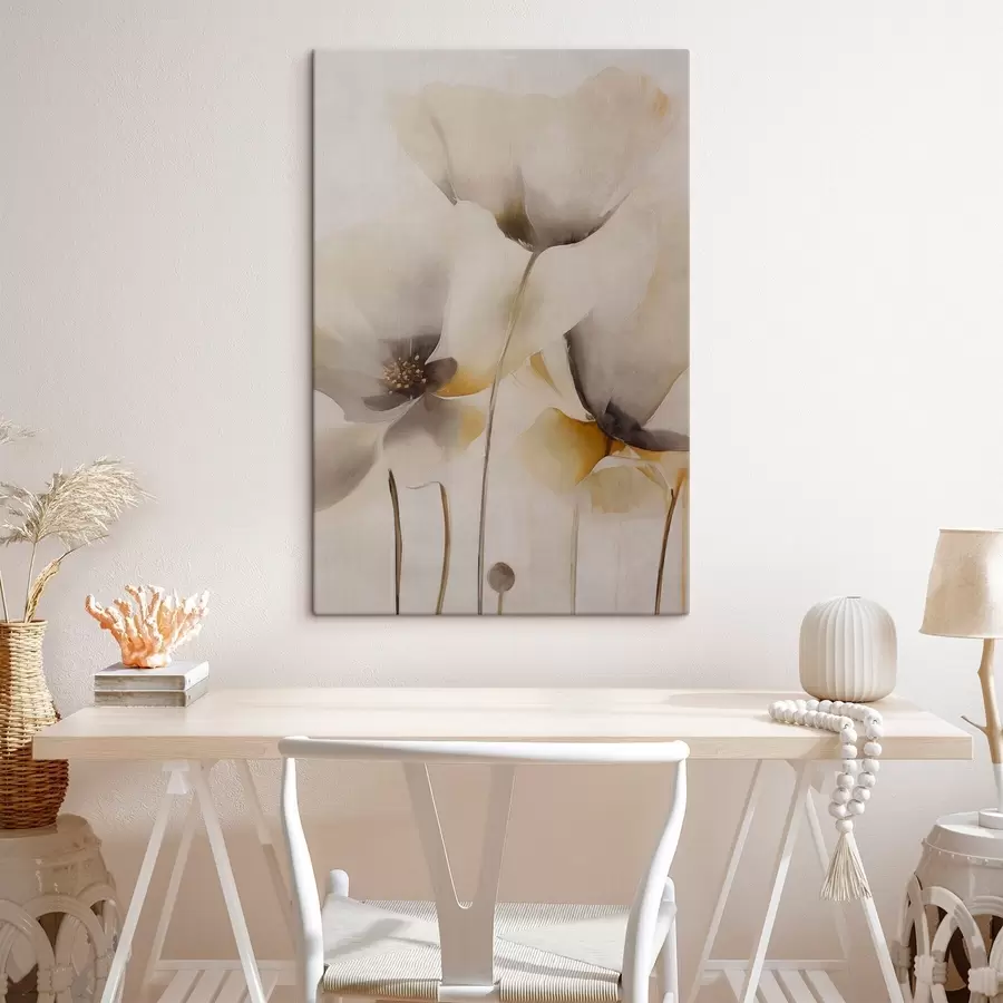  Peintures Coquelicots aériens dans une palette de beiges s51090