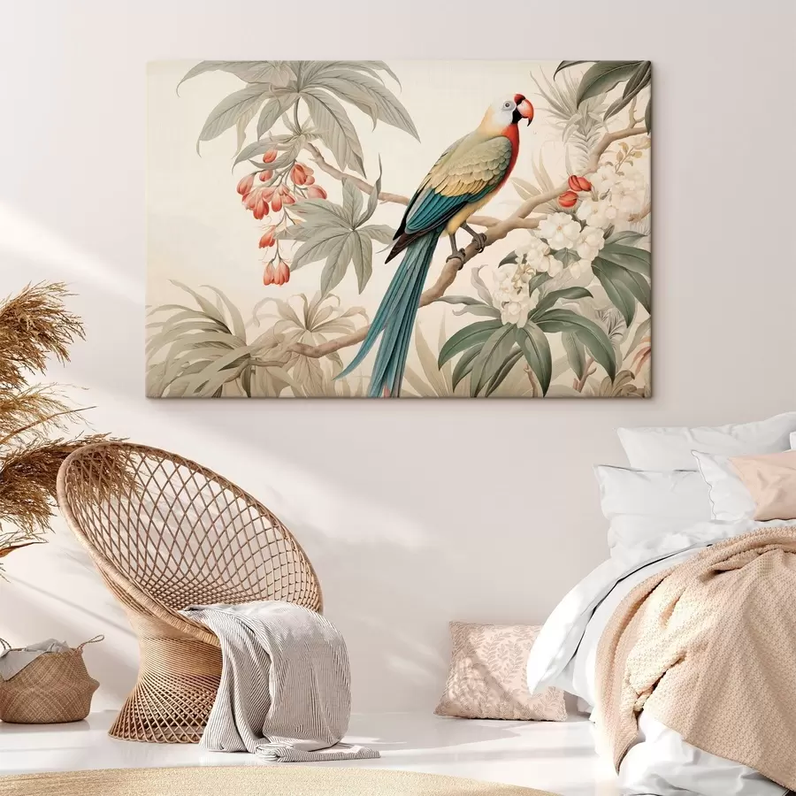  Peintures Perroquet tropical sur une branche en fleurs s51094