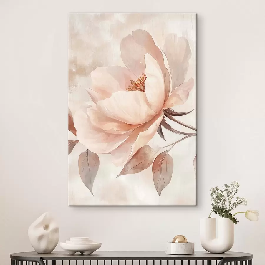  Peintures Fleur rose-beige à l'aquarelle s51098