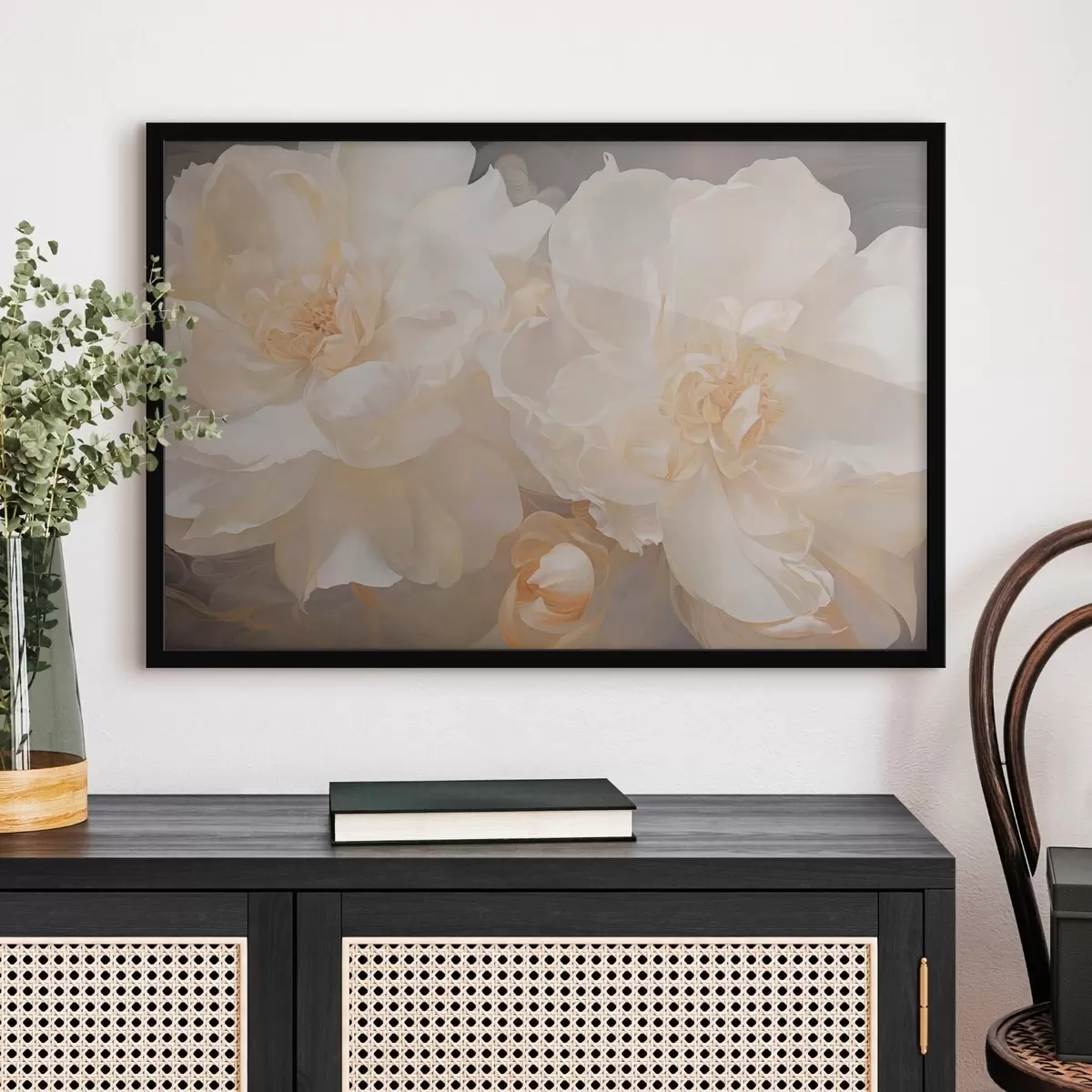Affiche Gros plan sur des pivoines doubles claires f51088