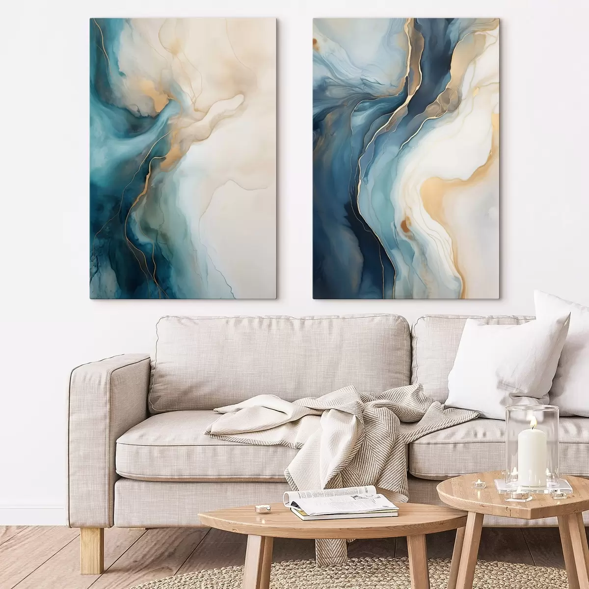  Peintures Vagues de marbre bleu azur et émeraude m31088