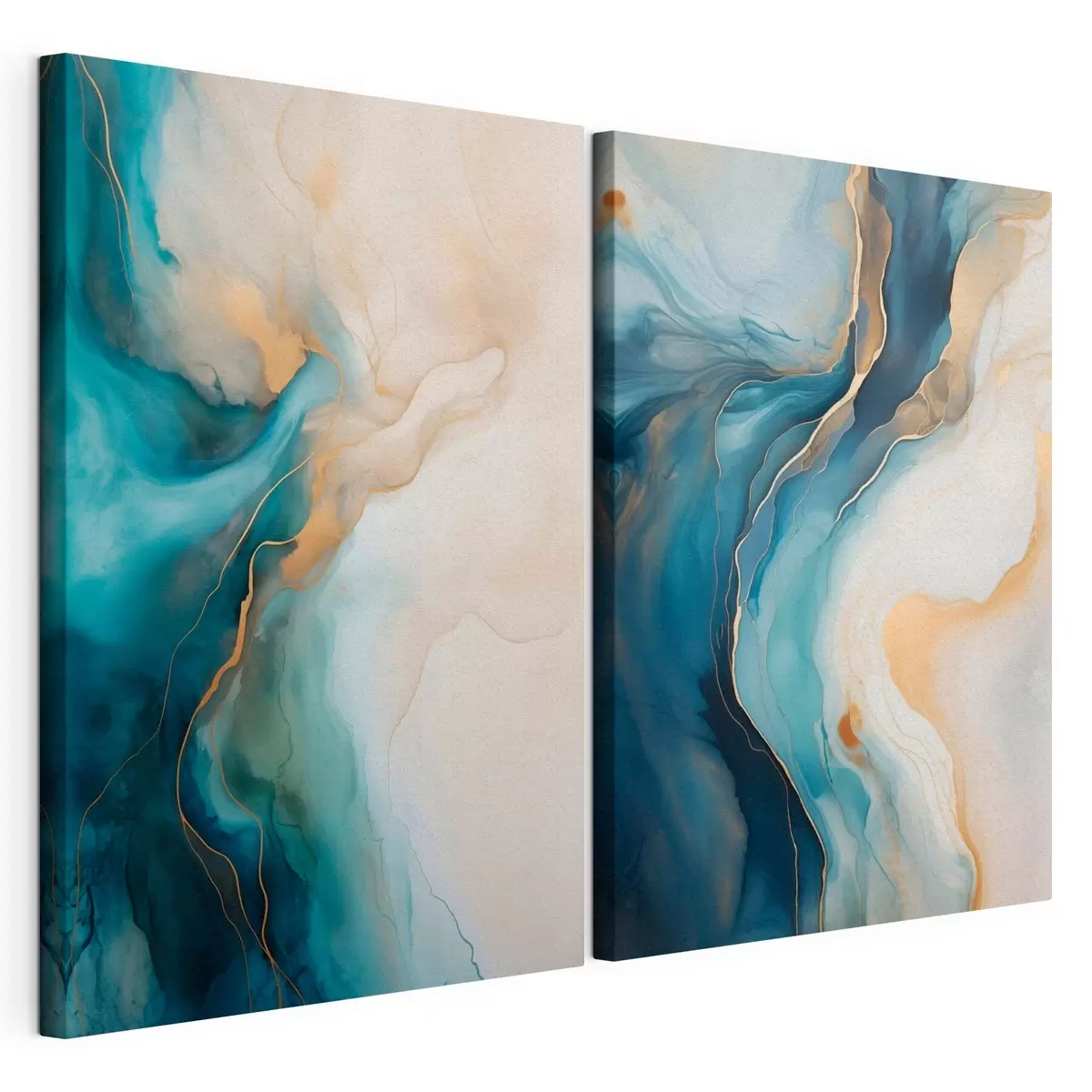  Peintures Vagues de marbre bleu azur et émeraude m31088