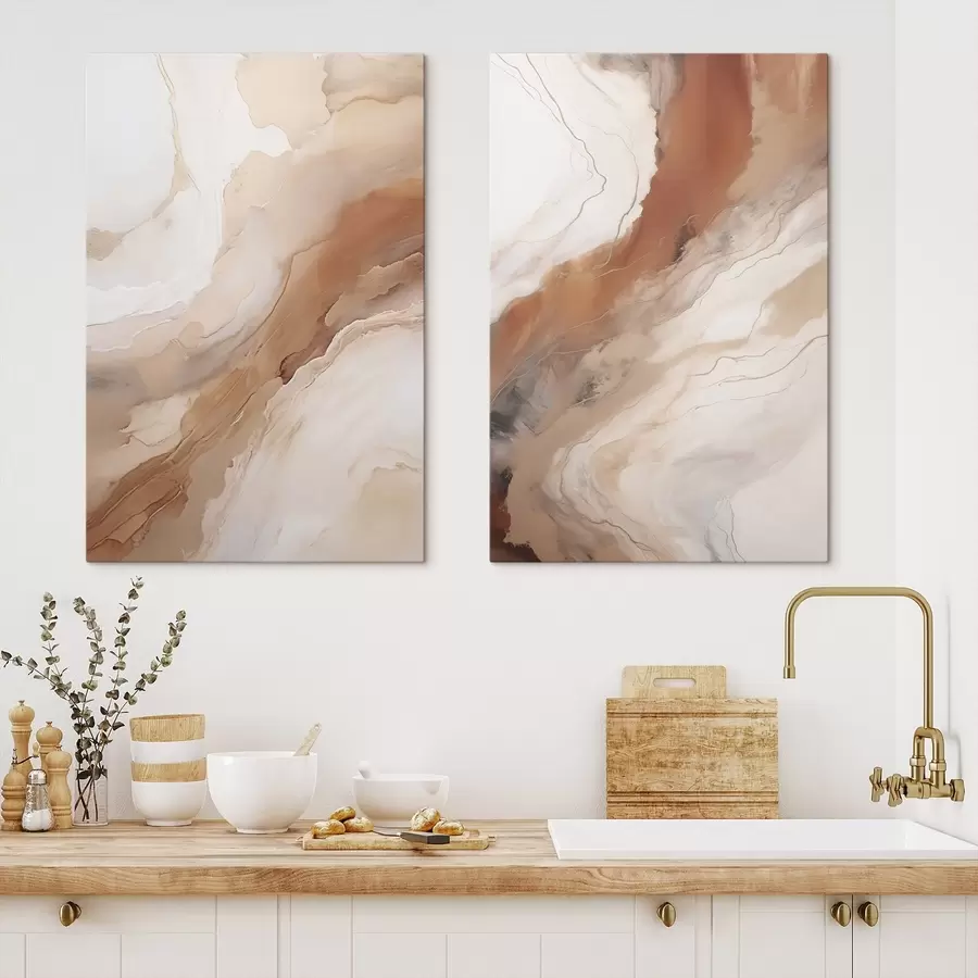  Peintures Couches d'art fluide beige et terre cuite m31089