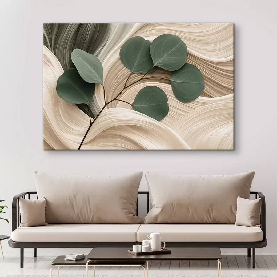 Fotobehang Abstracte bladeren en golvende lijnen s51283