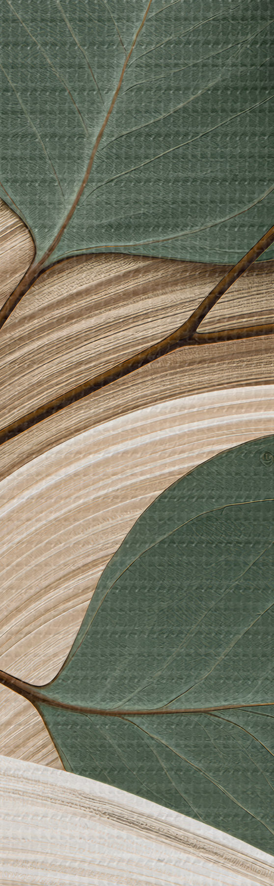  Schilderijen Abstracte bladeren en golvende lijnen s51283
