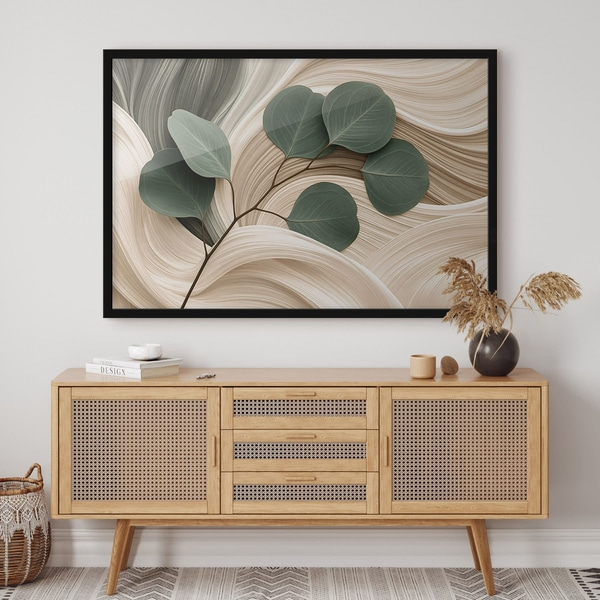 Poster Abstracte bladeren en golvende lijnen, Affiches Uniek, f51283bk : Uwalls