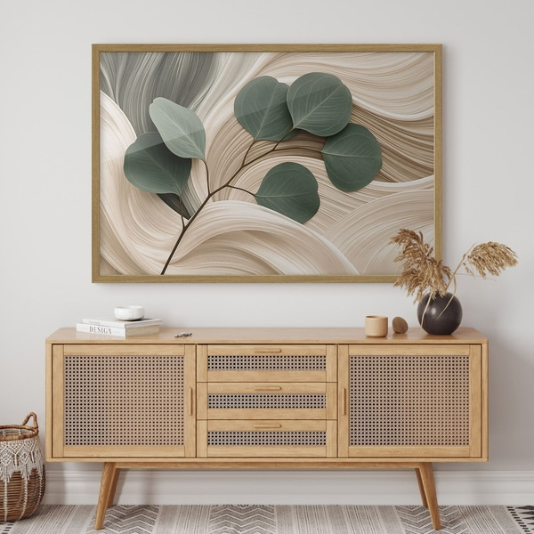 Poster Abstracte bladeren en golvende lijnen, Affiches Uniek, f51283wo : Uwalls