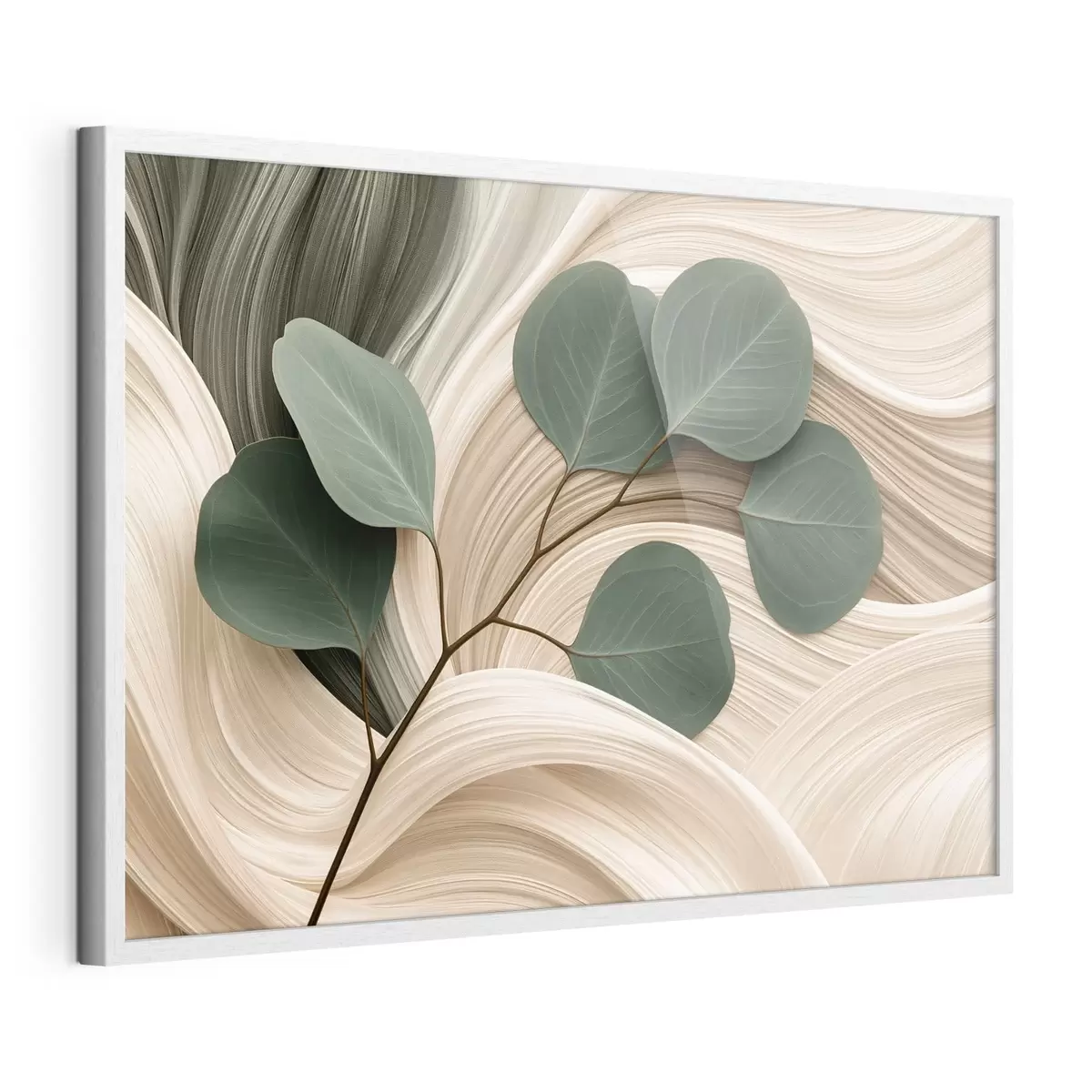 Poster Abstracte bladeren en golvende lijnen f51283