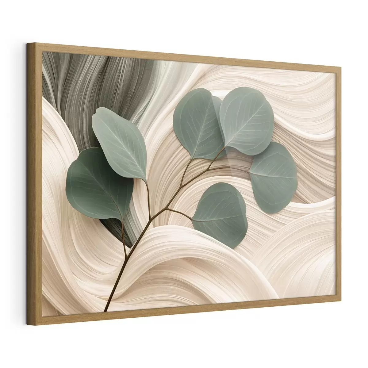 Poster Abstracte bladeren en golvende lijnen f51283