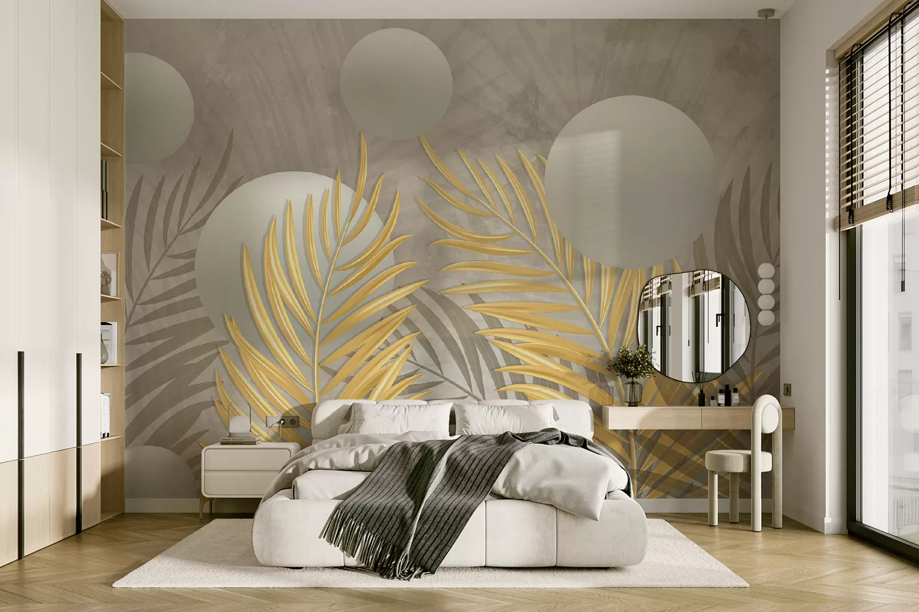 Papier peint photo Feuilles et carrés 3d u80467