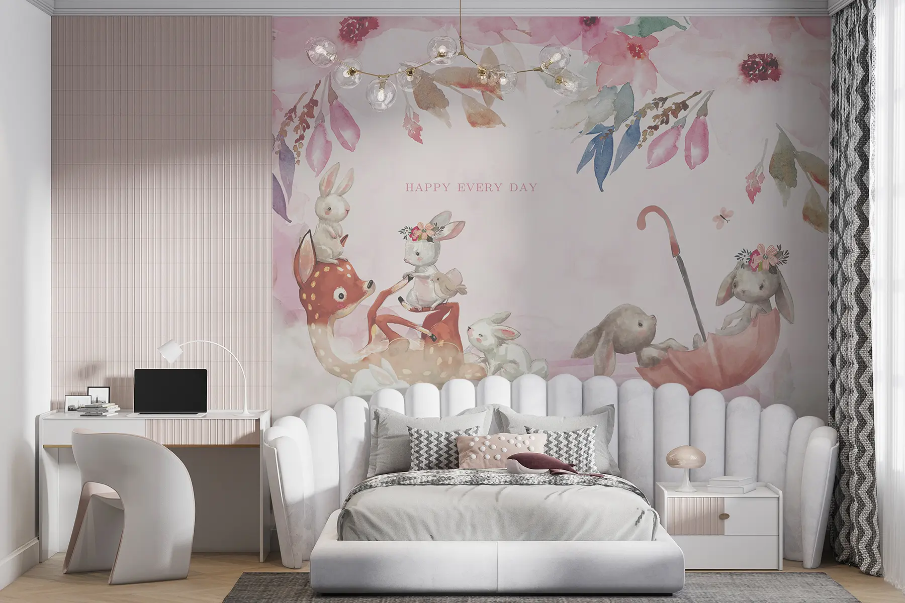 Papier peint photo Branche, organisme e rose u14760